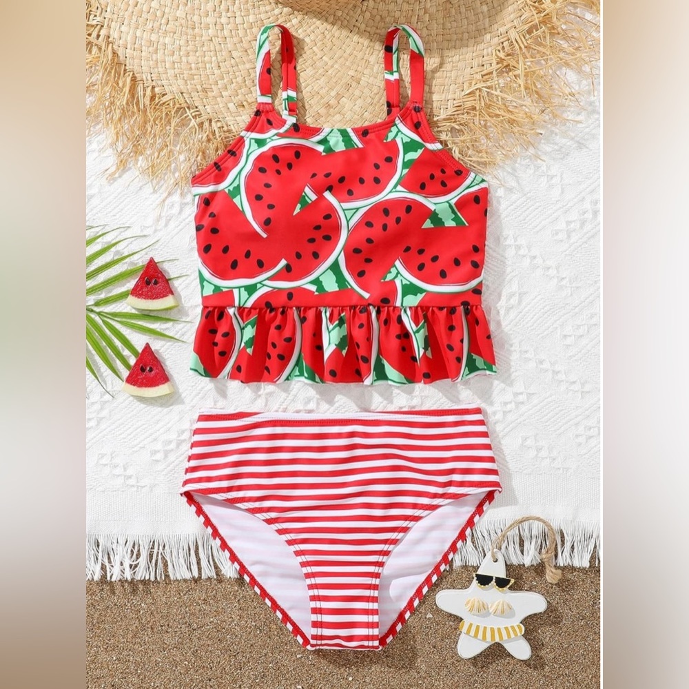 Girl’s Ruffle Hem Tankini Set - Picture 2 of 6